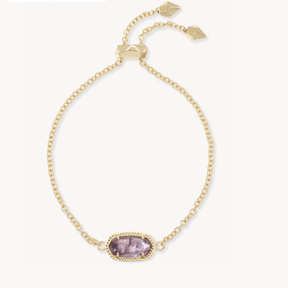 Elaina Gold Adjustable Chain Bracelet in Amethyst